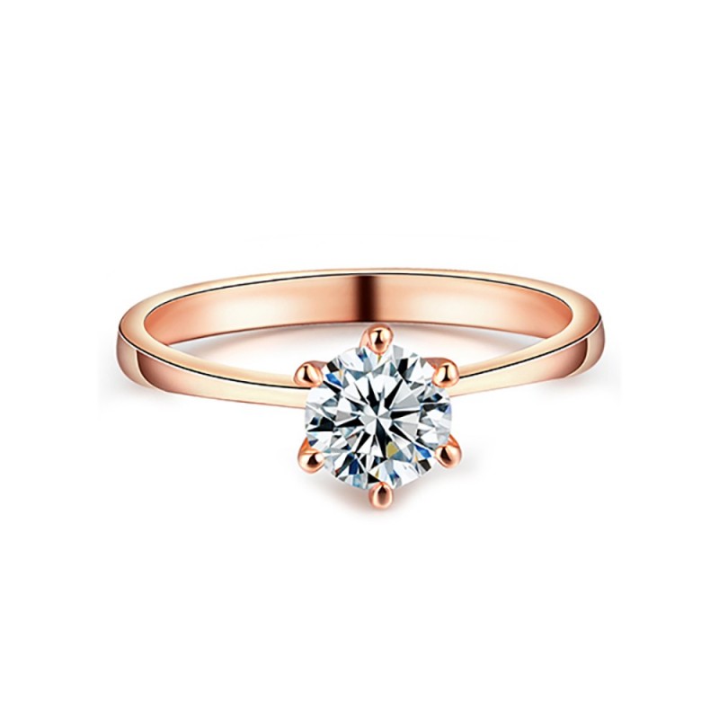 SOL0006 BOBIJOO Jewelry Ring Solitaire Rose Gold, Zirkonium-6mm 6 krallen