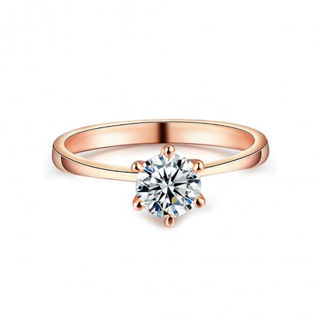 SOL0006 BOBIJOO Jewelry Anillo Solitario en Oro Rosa Zirconia 6mm 6 garras