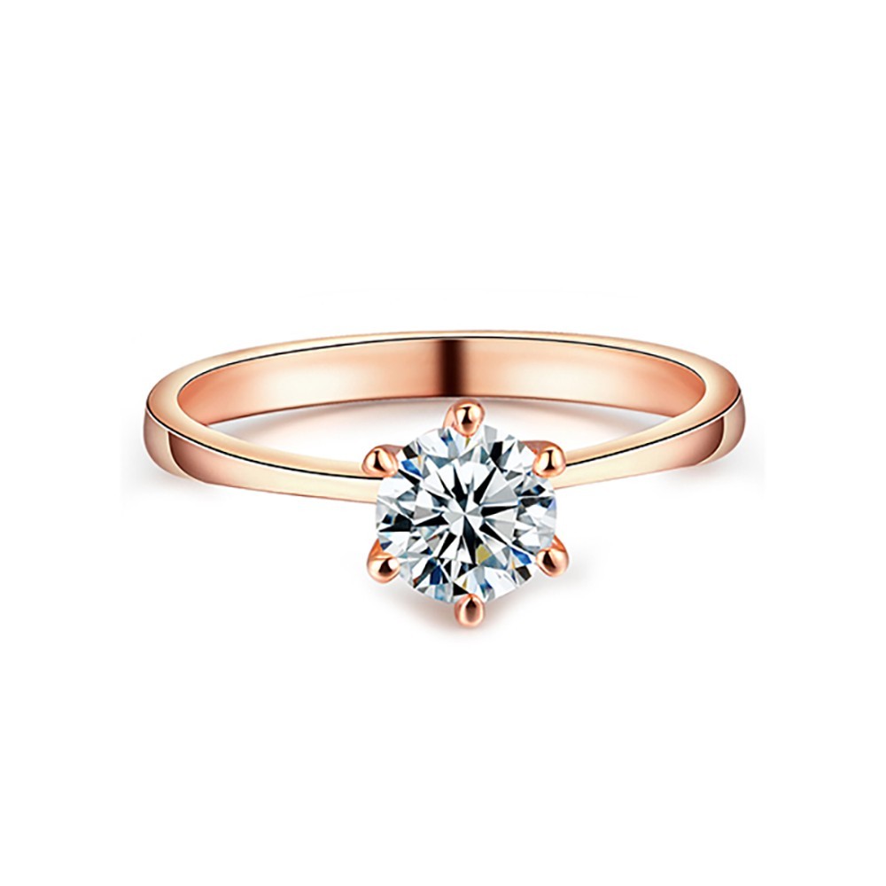 SOL0006 BOBIJOO Jewelry Anillo Solitario en Oro Rosa Zirconia 6mm 6 garras