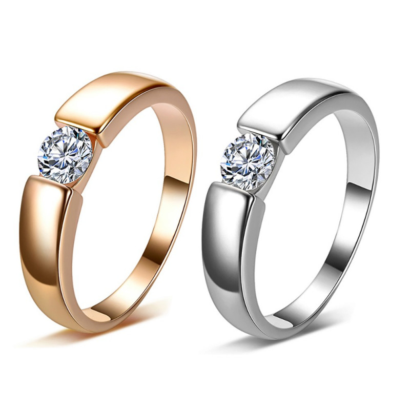 Solitaire Alliance Bague Anneau Zirconium 5mm bobijoo