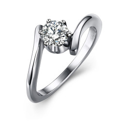 SOL0008 BOBIJOO Jewelry Anello Solitario In Acciaio Inox Zirconia Argento Design