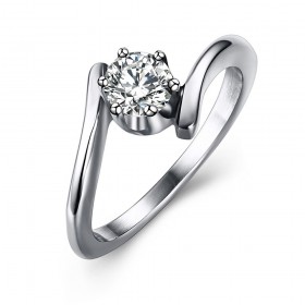 SOL0008 BOBIJOO Jewelry Solitario Anillo De Acero Inoxidable De Zirconia Plata De Diseño