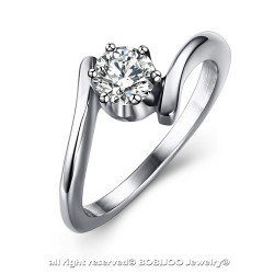 SOL0008 BOBIJOO Jewelry Solitaire Ring-Edelstahl-Zirkonium-Silber-Design