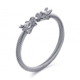 BR0230 BOBIJOO Jewelry Bangle Bracelet Cable Male Dragon Steel, Silver