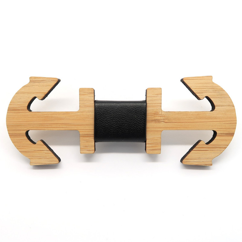 NP0024 BOBIJOO Jewelry Bow-Tie Holz Bambus Anker Marine Skipper