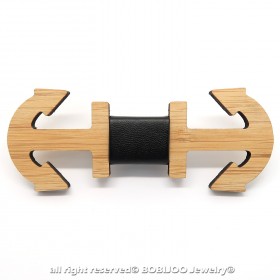 NP0024 BOBIJOO Jewelry Bow tie wood bamboo anchor Navy Skipper