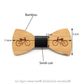 NP0025 BOBIJOO Jewelry Bow tie wood bamboo bike bicycle Green