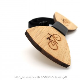 NP0025 BOBIJOO Jewelry Bow tie wood bamboo bike bicycle Green