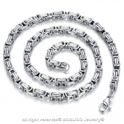 COH0010 BOBIJOO Jewelry Necklace Curb Chain Mesh Byzantine Steel Silver
