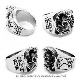 BA0211 BOBIJOO Jewelry Ring Siegelring totenkopf US-ARMY-SNIPER Edelstahl