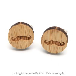 BM0033 BOBIJOO Jewelry Manschettenknöpfe Holz Schnurrbart