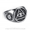 BA0080 BOBIJOO Jewelry Ring Siegelring Illuminaten-Pyramide Auge-Silber