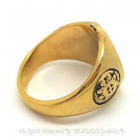 BA0081 BOBIJOO Jewelry Ring Signet Ring Illuminati Pyramid Eye Golden