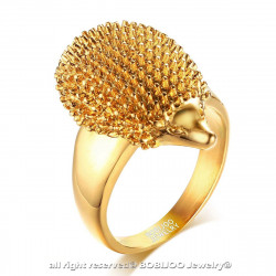 BA0201 BOBIJOO Jewelry Anillo Hedgehog Niglo Acero inoxidable Chapado en oro