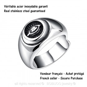 BA0071 BOBIJOO Jewelry Ring Siegelring Ring Illuminati Auge Edelstahl