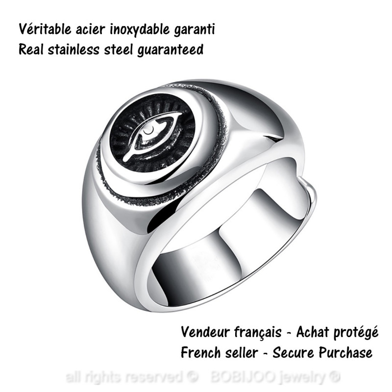 BOBIJOO Jewelry Ring Ring Ring Illuminati Eye Stainless Steel 19 90