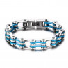 BR0145 BOBIJOO Jewelry Bracciale A Catena In Acciaio Moto Blu Bianco