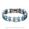 BR0145 BOBIJOO Jewelry Armband Kette Motorrad Stahl Blau Weiss