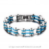 BR0145 BOBIJOO Jewelry Pulsera De Cadena De Acero De La Motocicleta Azul Blanco