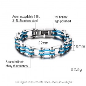 Bracelet Chaine de Moto Acier Bleu Blanc bobijoo