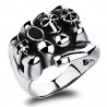 BA0217 BOBIJOO Jewelry Ring Siegelring Biker-Stahl-Faust-Klee-Lilie Skull Stahl