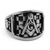 BA0218 BOBIJOO Jewelry Ring Signet Ring Freemasonry Pad Mosaic Steel