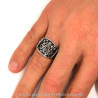 BA0218 BOBIJOO Jewelry Ring Siegelring Freimaurer-Pad Mosaik Stahl