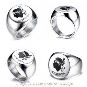 BA0225 BOBIJOO Jewelry Ring Siegelring Korsika mohrenkopf Corsica Stahl Silber