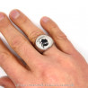 BA0225 BOBIJOO Jewelry Ring Signet Corsican Moor's Head in Corsica Steel, Silver