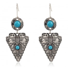 Boucles d'Oreilles Pendantes Argenté Turquoise bobijoo