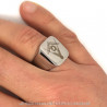 BA0040B BOBIJOO Jewelry Lot of 3 Chevalières Rings Freemasonry Steel