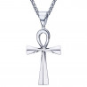 PE0085 BOBIJOO JEWELRY Ciondolo Croce della Vita 60mm Collana in Acciaio Inossidabile Argento