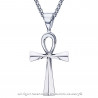 PE0085 BOBIJOO JEWELRY Cross of Life Pendant 60mm Stainless Steel Silver Necklace