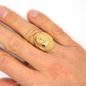 BA0230 BOBIJOO Jewelry Ring Buddha Frieden Stahl Gold Siegelring