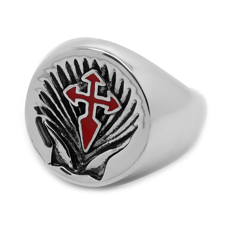 BA0231 BOBIJOO Jewelry Ring Siegelring Kreuz Schwert von santiago de Compostela