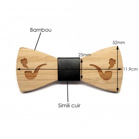 Noeud Papillon Bois Bambou Pipe Fumée bobijoo