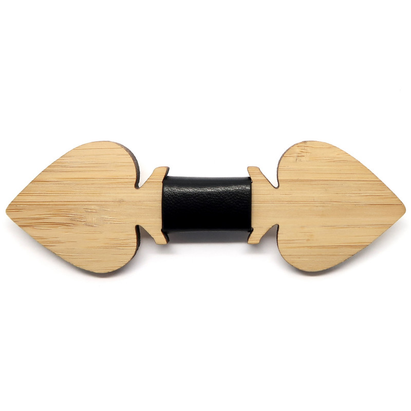 NP0029 BOBIJOO Jewelry Fliege Holz Bambus Pik-As Spieler
