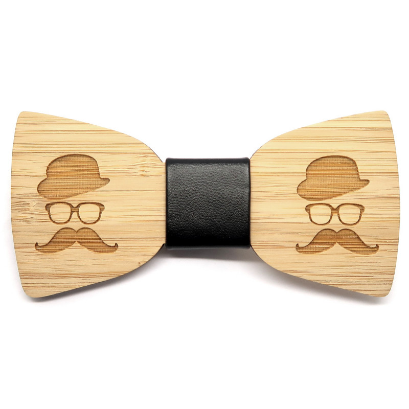 NP0027 BOBIJOO Jewelry Node Butterfly Wood Bamboo Gentleman Mustache