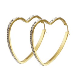 BOF0091 BOBIJOO JEWELRY Earrings hoop earrings Heart Rhinestone Steel Gold
