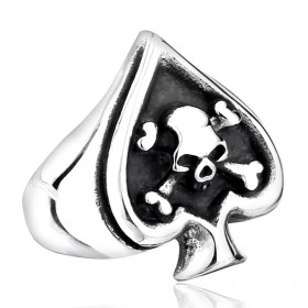 BA0165 BOBIJOO Jewelry Anello con sigillo di Poker Asso di Picche teschio Biker