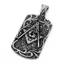 PE0084 BOBIJOO Jewelry Medallion Freemasonry Rhinestone Black Steel