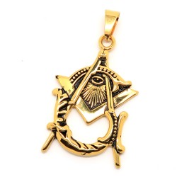 PE0108 BOBIJOO Jewelry Medallion Pendant Freemasonry Master Steel Gold