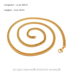 PE0116 BOBIJOO Jewelry Cadena de Malla de Frenar la cadena de 60 cm 4 mm de Acero Inoxidable de Oro