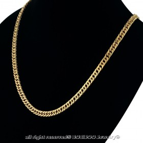 PE0116 BOBIJOO Jewelry Chain Mesh Curb chain 60cm 4mm Stainless Steel Gold