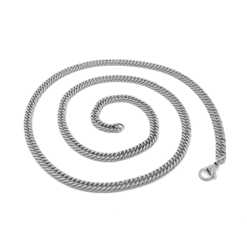 PE0117 BOBIJOO Jewelry Chain Mesh Curb chain 60cm 4mm Stainless Steel