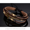 BR0253 BOBIJOO Jewelry Bracelet Mixed Brown Leather Charms Cross Latin